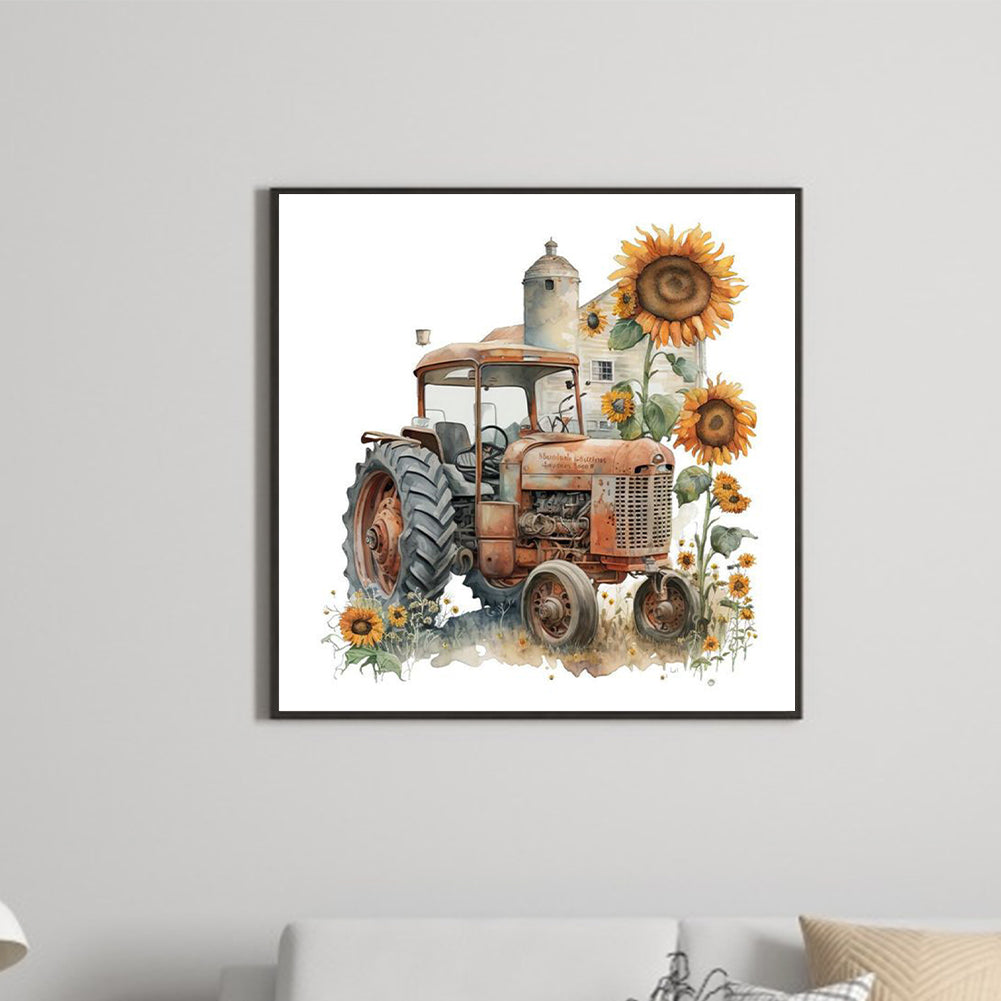 Sunflower Tractor - Full Square Drill Diamond Painting 40*40CM