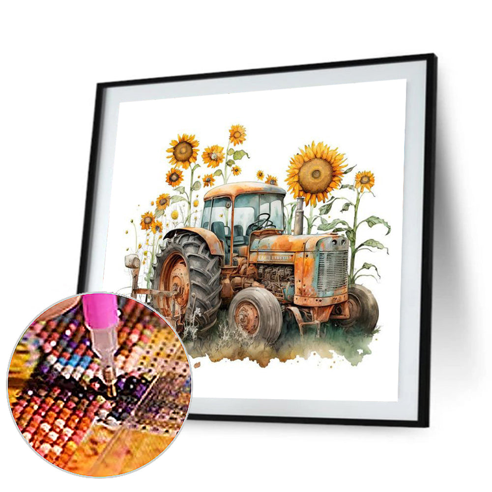 Sunflower Tractor - Full Square Drill Diamond Painting 40*40CM