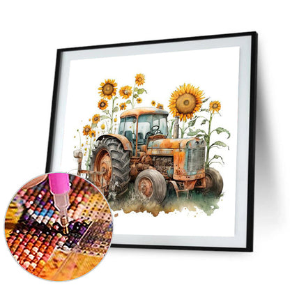 Sunflower Tractor - Full Square Drill Diamond Painting 40*40CM