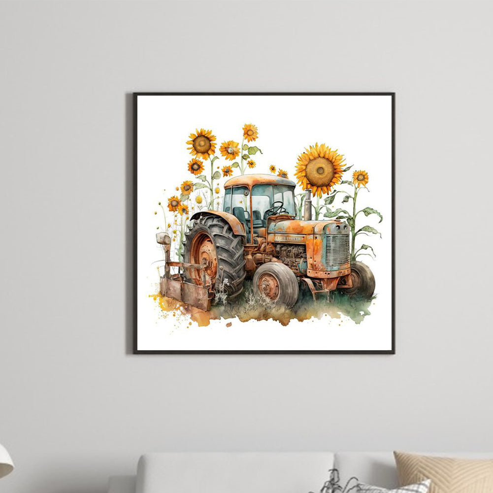 Sunflower Tractor - Full Square Drill Diamond Painting 40*40CM