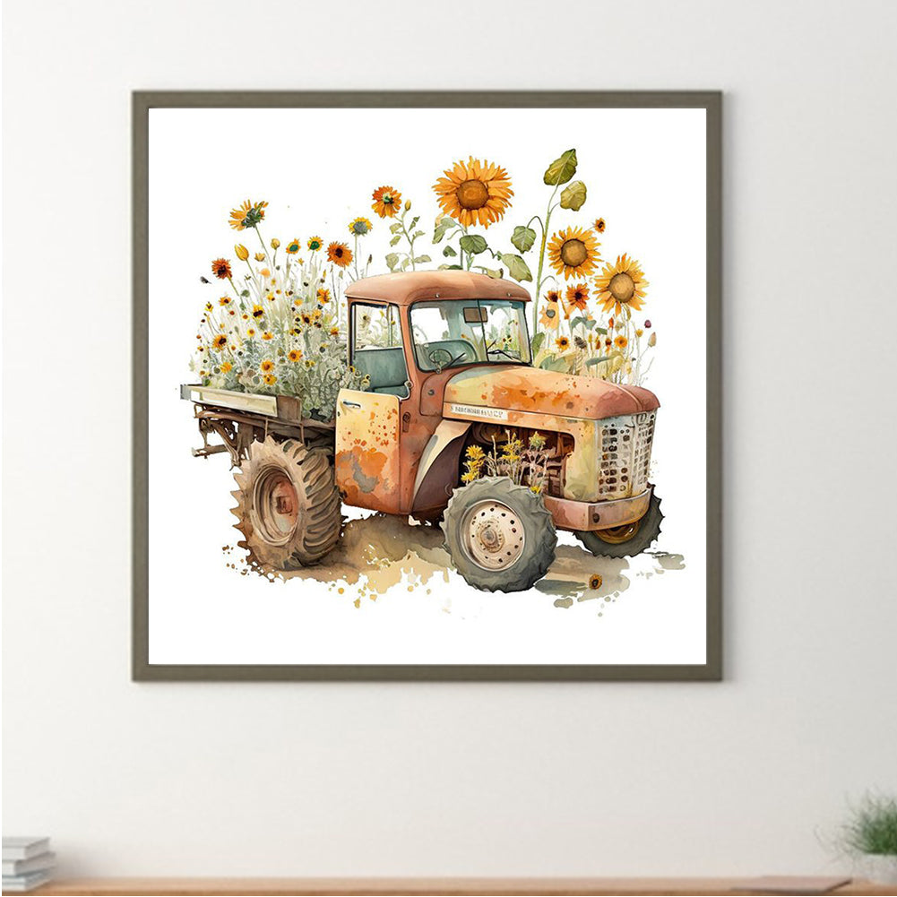 Sunflower Tractor - Full Square Drill Diamond Painting 40*40CM