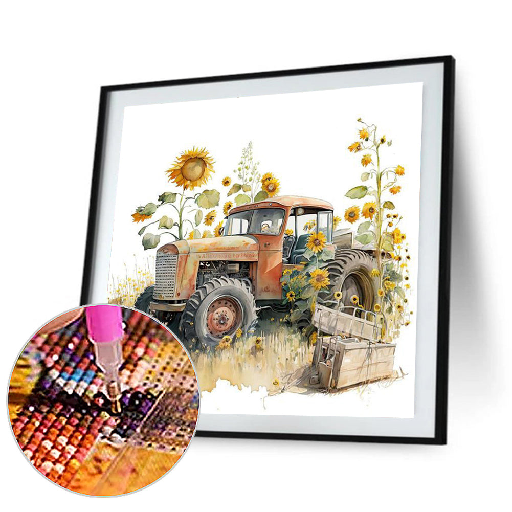 Sunflower Tractor - Full Square Drill Diamond Painting 40*40CM