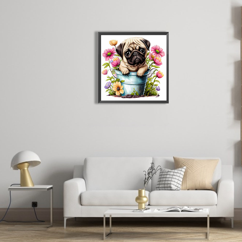 Pug Dog - Full Round Drill Diamond Painting 30*30CM