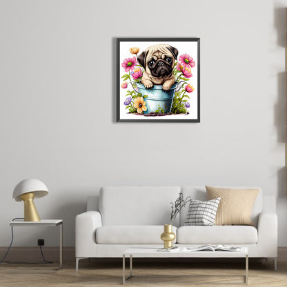Pug Dog - Full Round Drill Diamond Painting 30*30CM