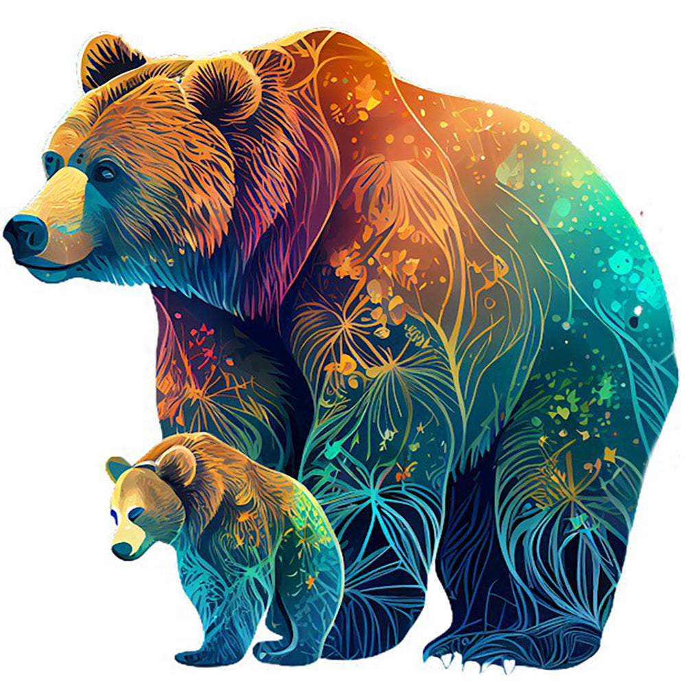 Bear And Cub - Full Round Drill Diamond Painting 30*30CM