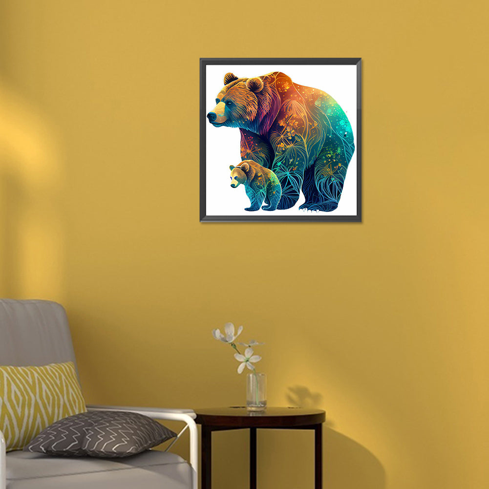 Bear And Cub - Full Round Drill Diamond Painting 30*30CM