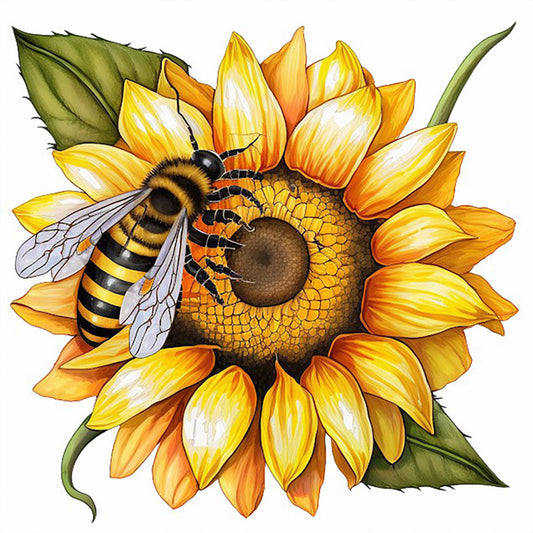 Bee Sunflower - Full Round Drill Diamond Painting 30*30CM