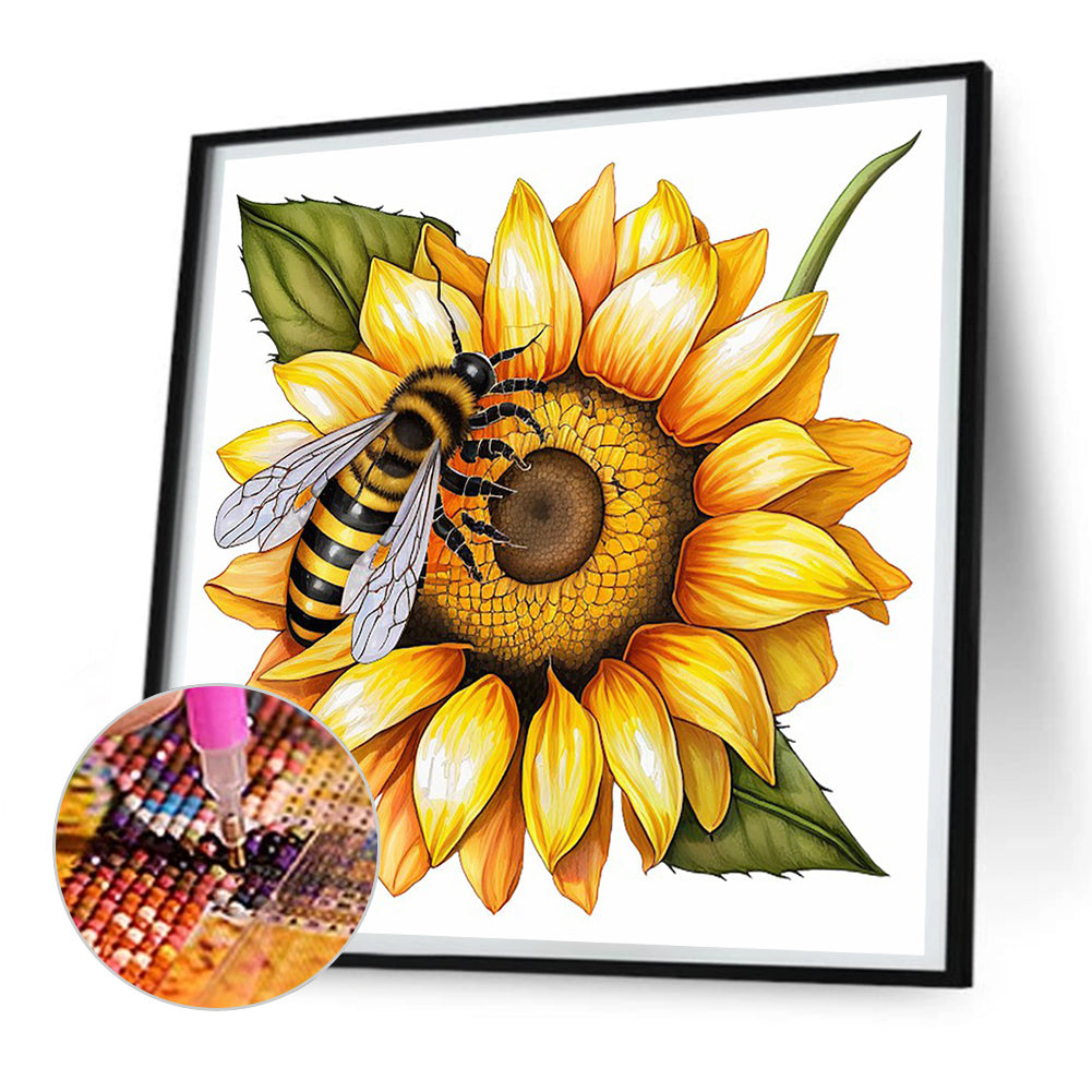 Bee Sunflower - Full Round Drill Diamond Painting 30*30CM