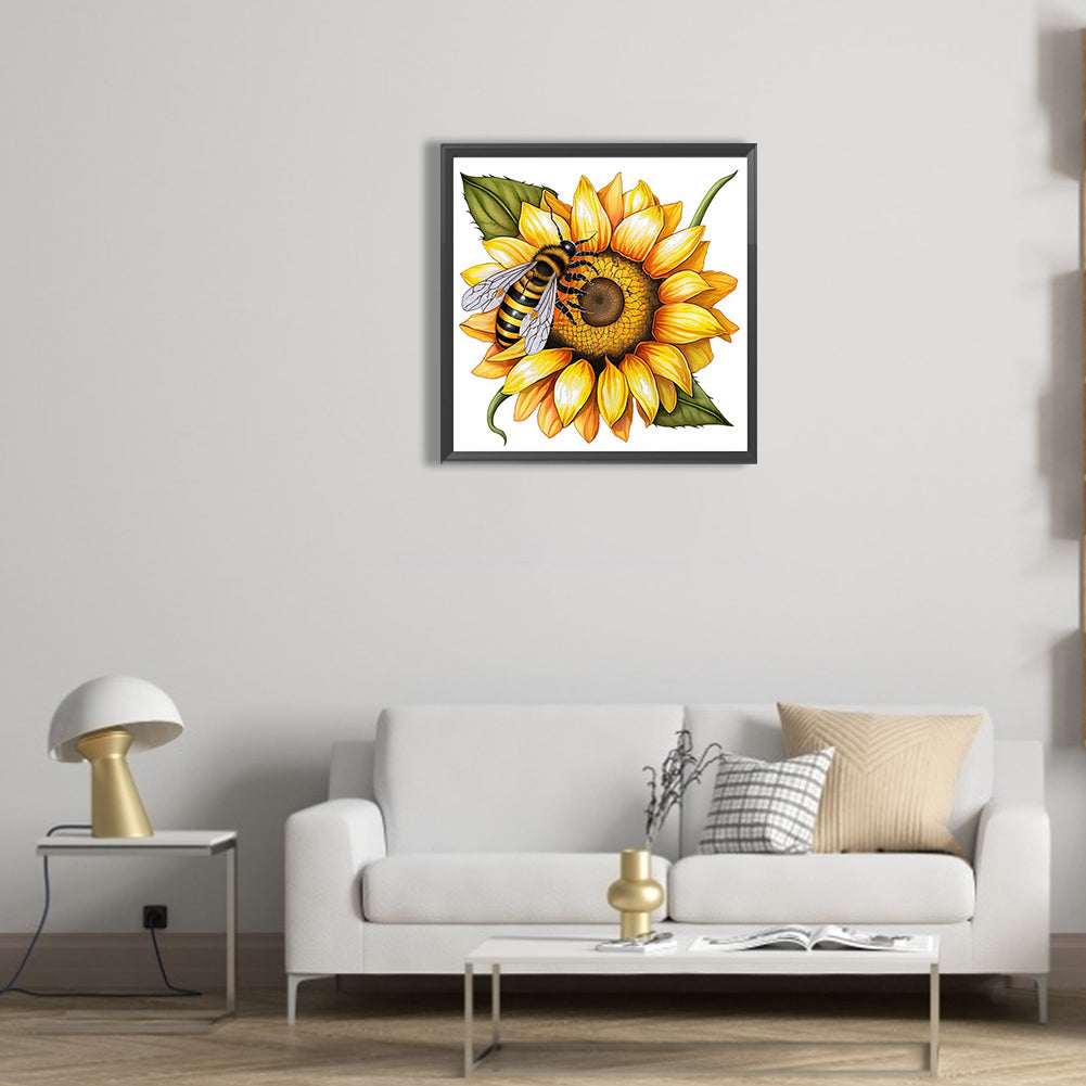 Bee Sunflower - Full Round Drill Diamond Painting 30*30CM