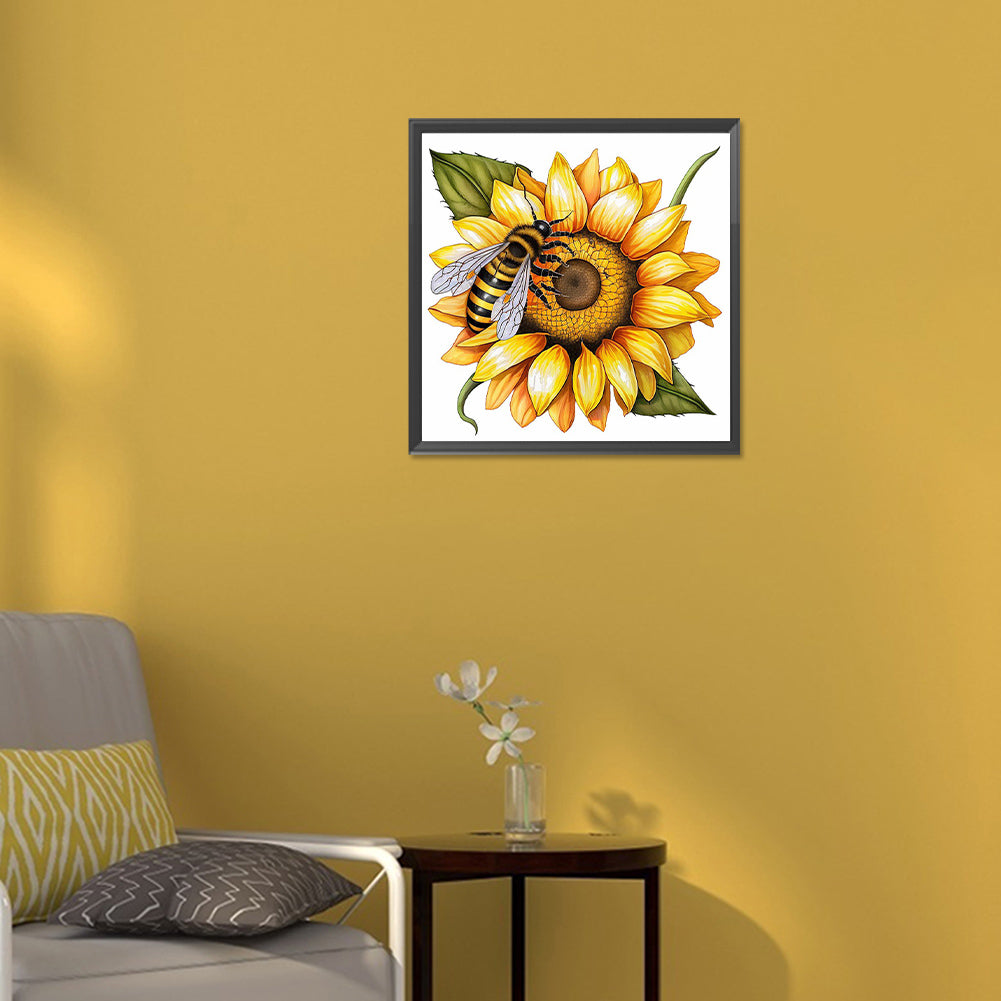 Bee Sunflower - Full Round Drill Diamond Painting 30*30CM