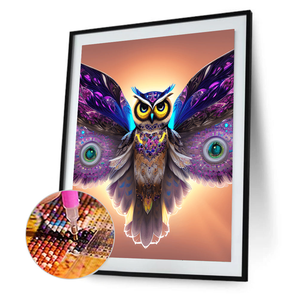 Spread Wings Owl - Full Round Drill Diamond Painting 30*40CM