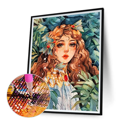 Girl In The Bush - Full Round Drill Diamond Painting 30*40CM