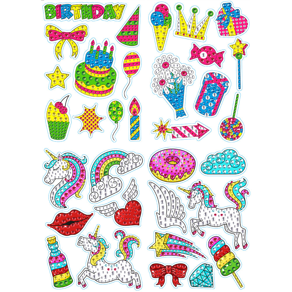 4pcs Diamond Mosaic Sticker Art Crafts DIY Gem Sticker Handmade Cartoon Stickers