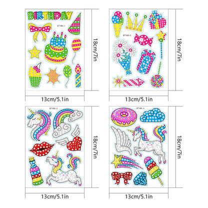 4pcs Diamond Mosaic Sticker Art Crafts DIY Gem Sticker Handmade Cartoon Stickers