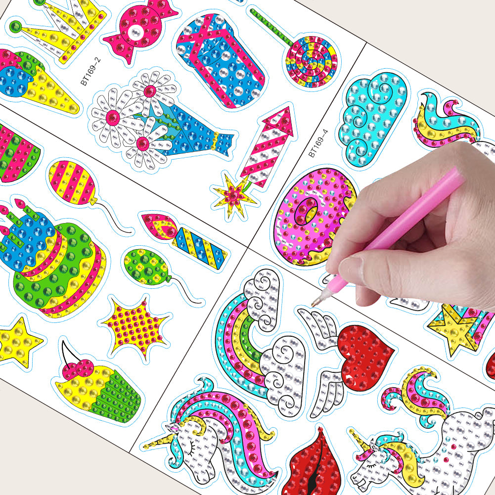 4pcs Diamond Mosaic Sticker Art Crafts DIY Gem Sticker Handmade Cartoon Stickers