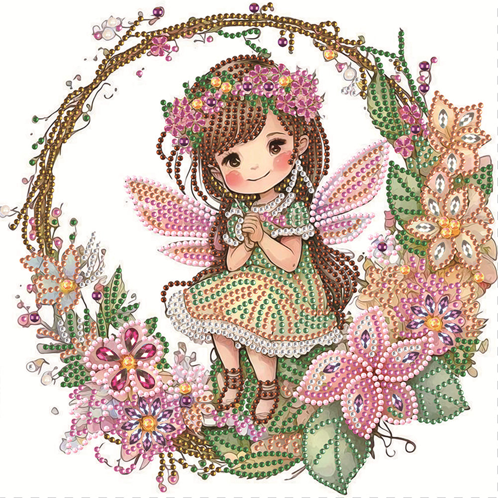 Wreath Fairy Girl - Special Shaped Drill Diamond Painting 30*30CM