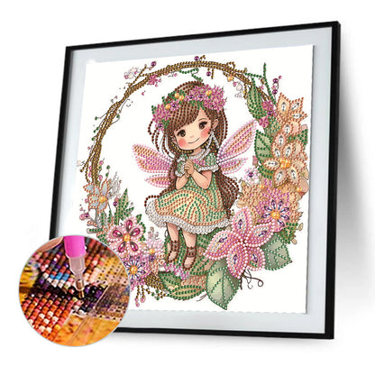 Wreath Fairy Girl - Special Shaped Drill Diamond Painting 30*30CM