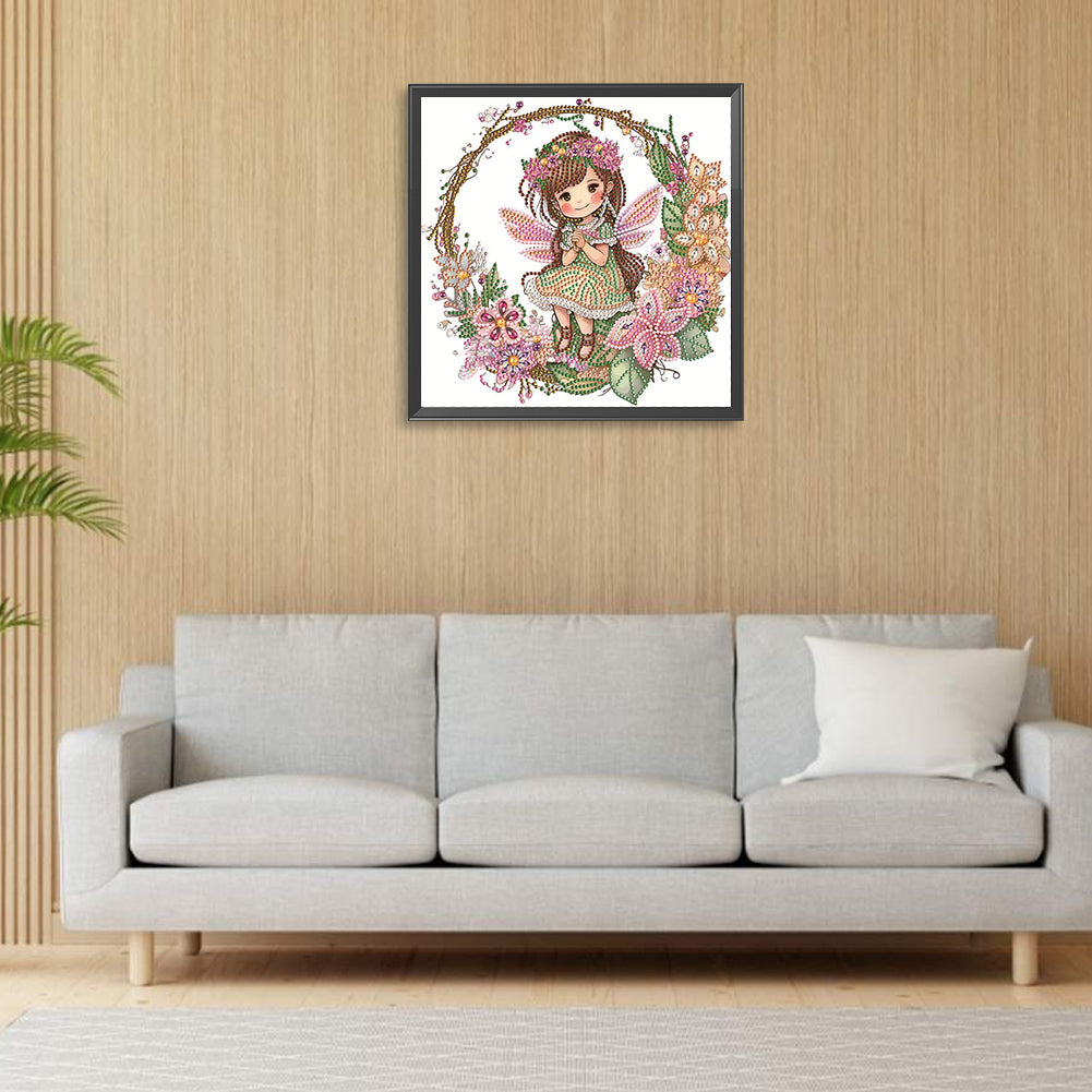 Wreath Fairy Girl - Special Shaped Drill Diamond Painting 30*30CM