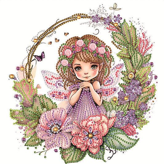 Wreath Fairy Girl - Special Shaped Drill Diamond Painting 30*30CM