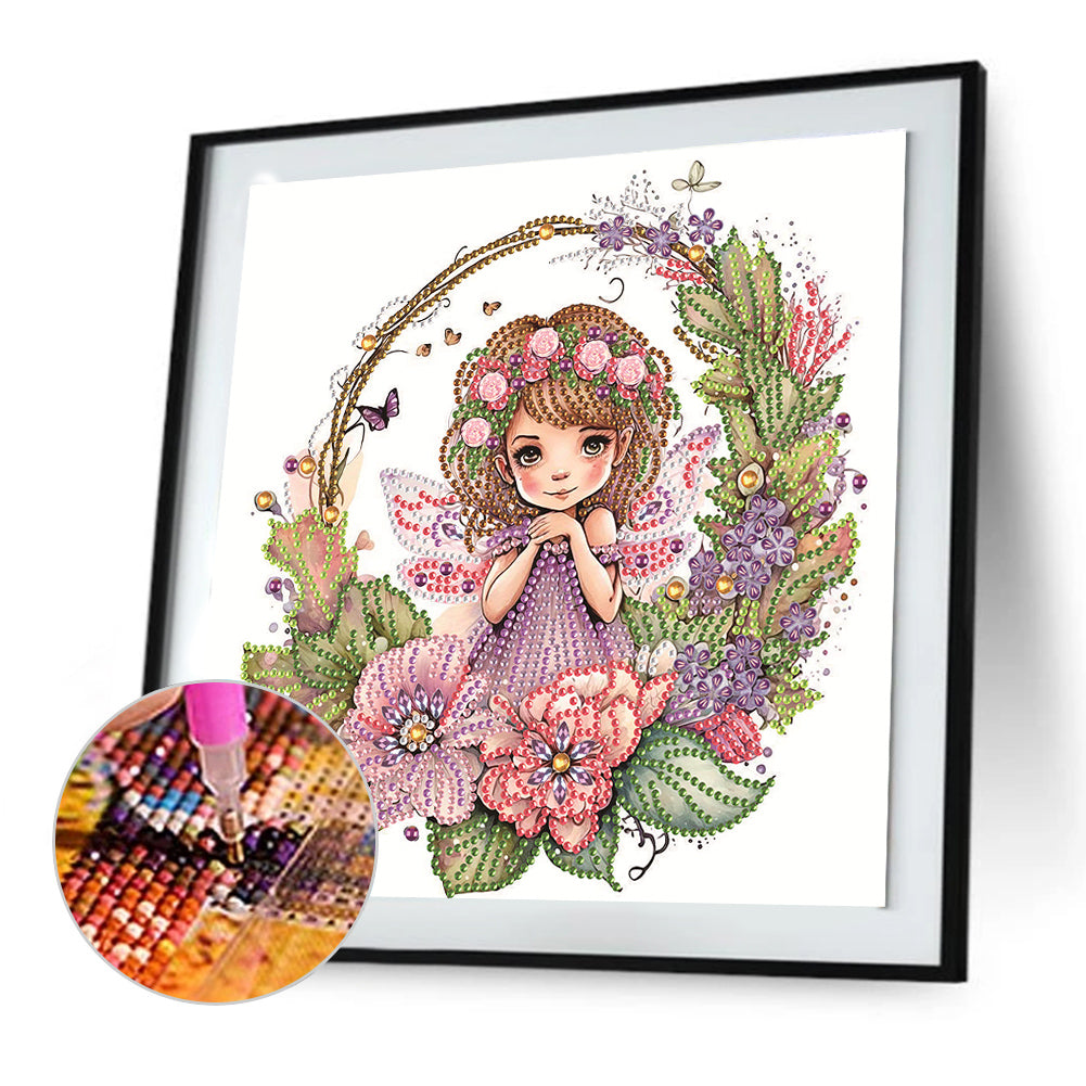 Wreath Fairy Girl - Special Shaped Drill Diamond Painting 30*30CM