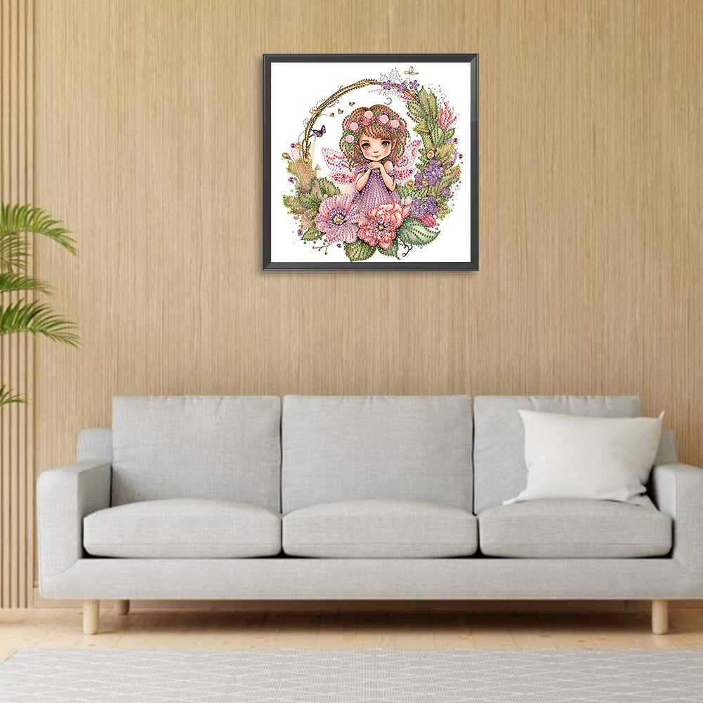 Wreath Fairy Girl - Special Shaped Drill Diamond Painting 30*30CM