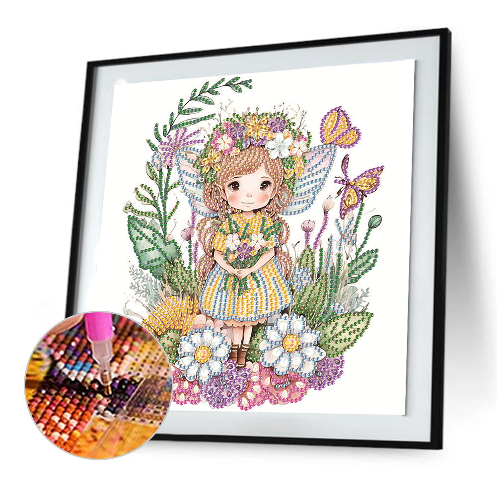 Wreath Fairy Girl - Special Shaped Drill Diamond Painting 30*30CM