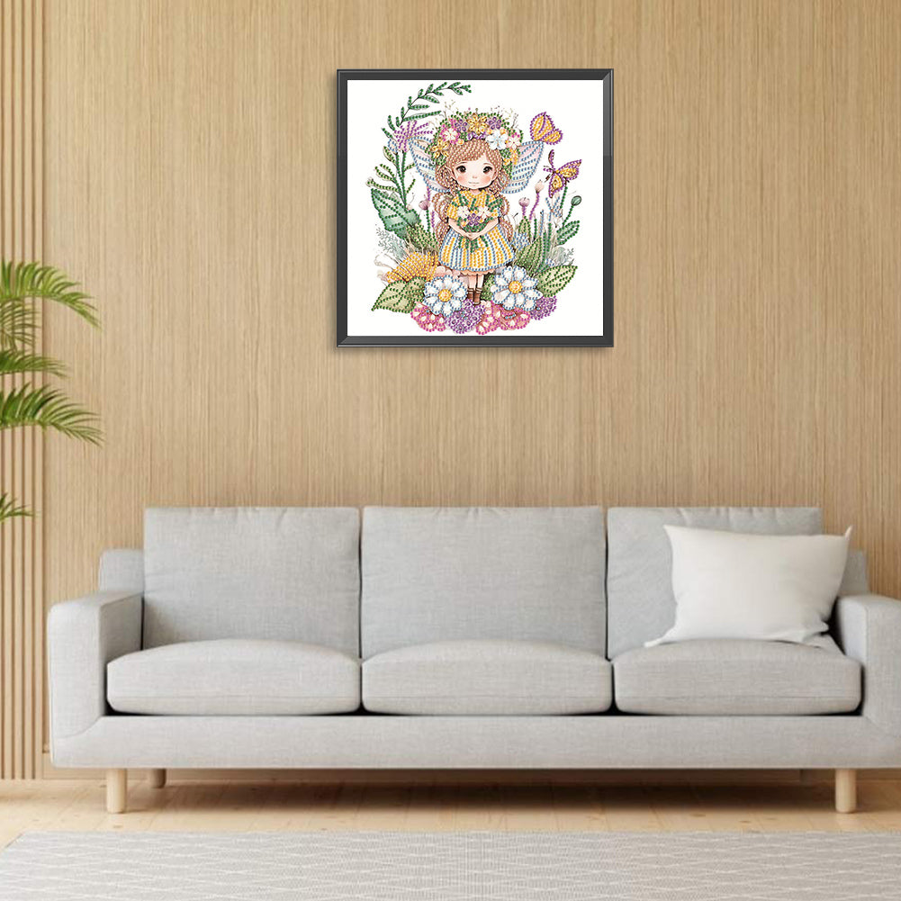 Wreath Fairy Girl - Special Shaped Drill Diamond Painting 30*30CM