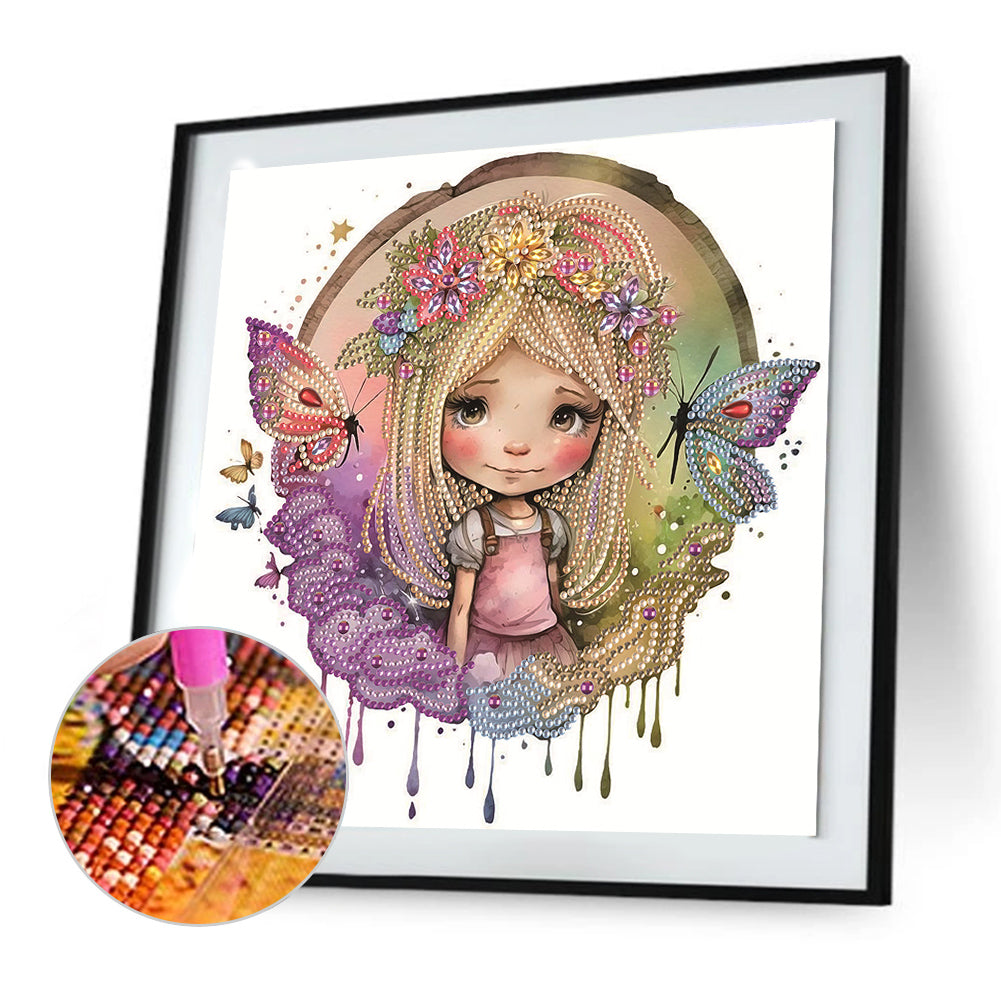 Wreath Fairy Girl - Special Shaped Drill Diamond Painting 30*30CM