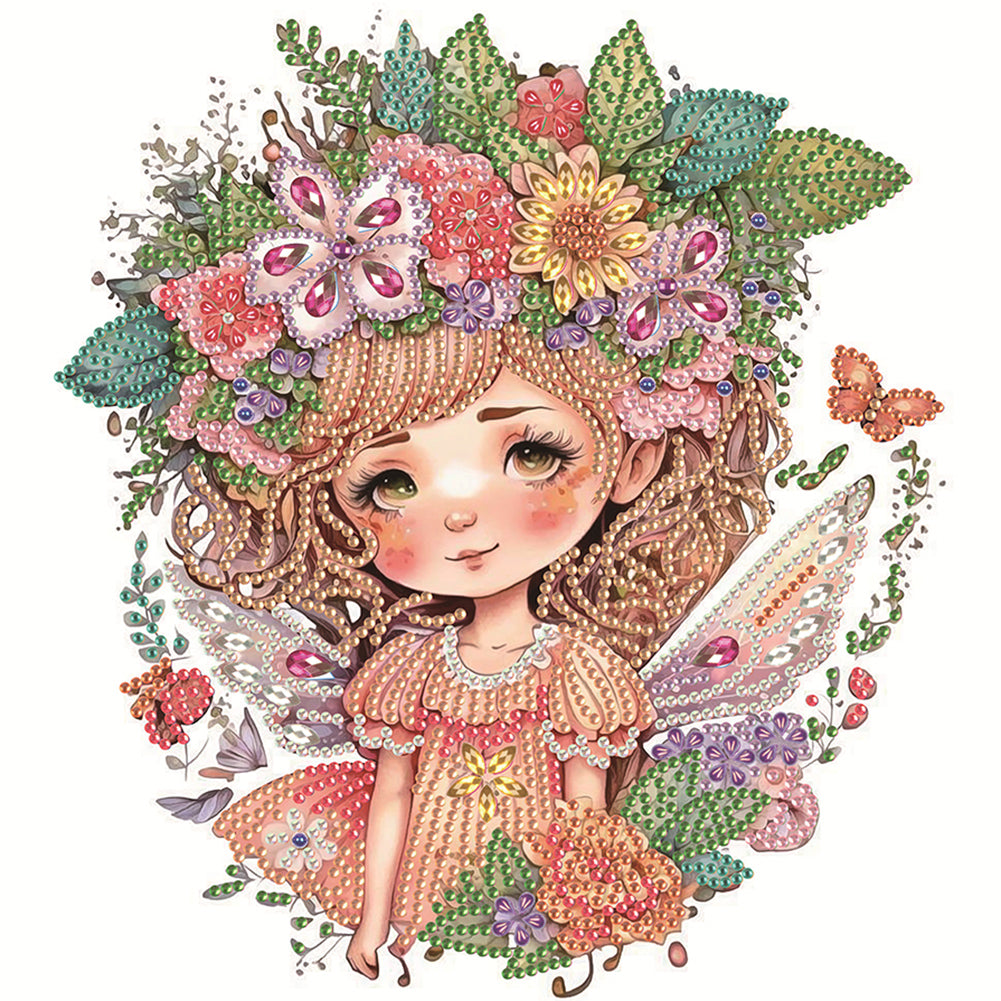 Wreath Fairy Girl - Special Shaped Drill Diamond Painting 30*30CM