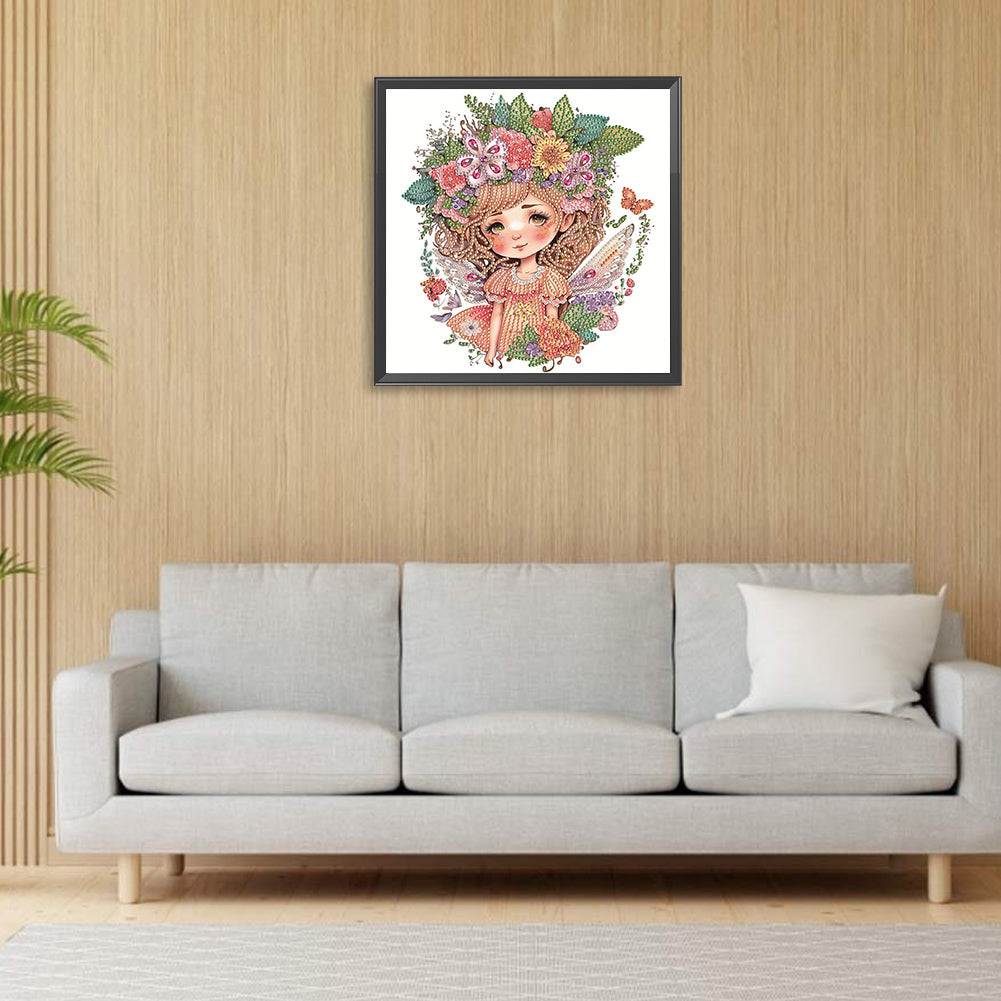 Wreath Fairy Girl - Special Shaped Drill Diamond Painting 30*30CM