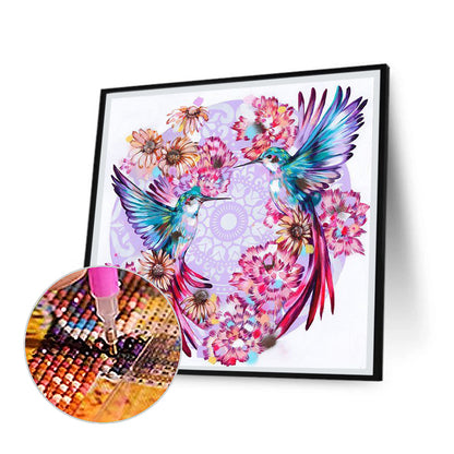 Hummingbird Under Flower - Full Round Drill Diamond Painting 30*30CM