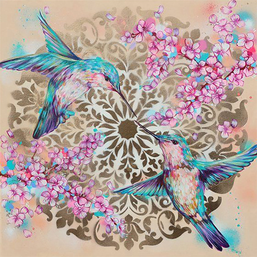 Hummingbird In Flower - Full Round Drill Diamond Painting 30*30CM