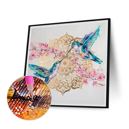 Hummingbird Beside Peach Blossom - Full Round Drill Diamond Painting 30*30CM