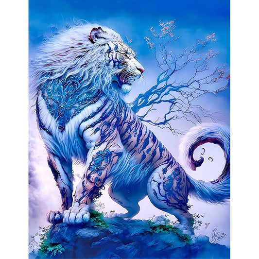 Flower White Tiger - Full Round Drill Diamond Painting 30*40CM