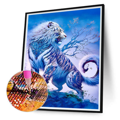 Flower White Tiger - Full Round Drill Diamond Painting 30*40CM