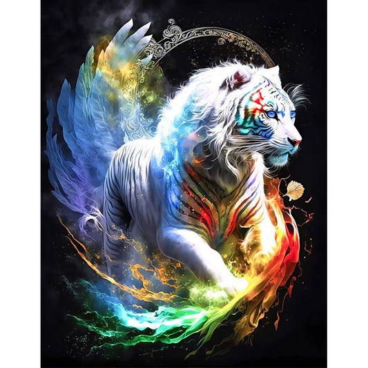 Colorful White Tiger - Full Round Drill Diamond Painting 30*40CM