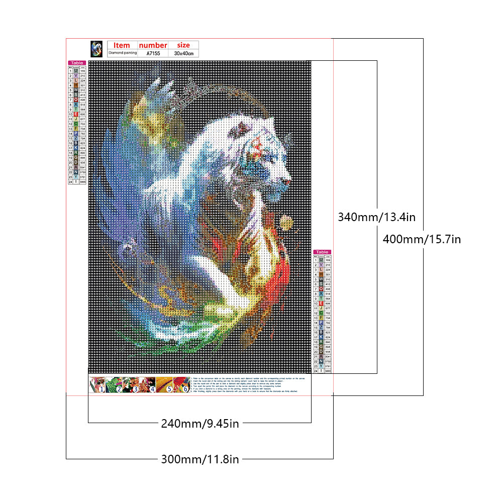 Colorful White Tiger - Full Round Drill Diamond Painting 30*40CM