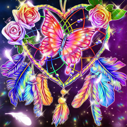 Butterfly Love Dream Catcher - Full Round Drill Diamond Painting 30*30CM