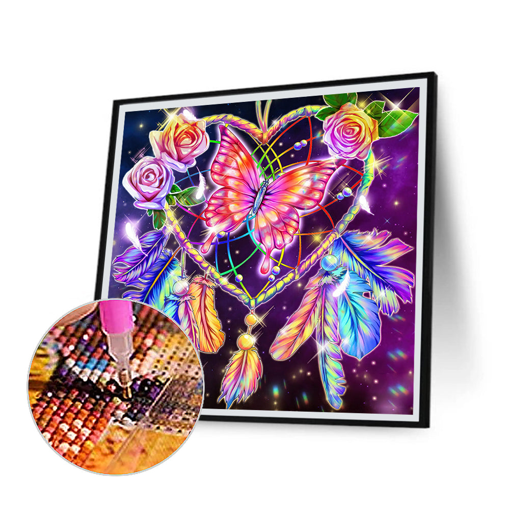 Butterfly Love Dream Catcher - Full Round Drill Diamond Painting 30*30CM