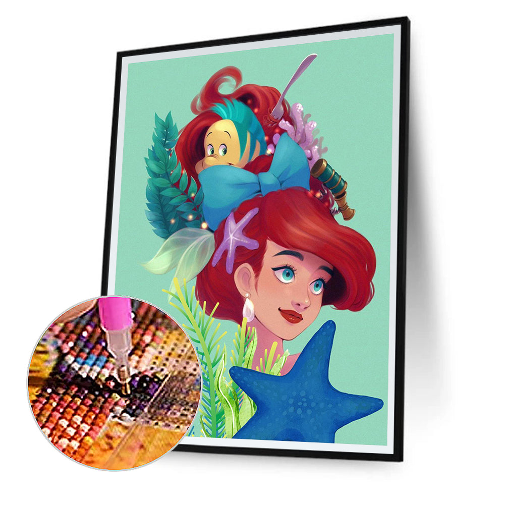 Little Mermaid Ariel - Full Round Drill Diamond Painting 30*40CM