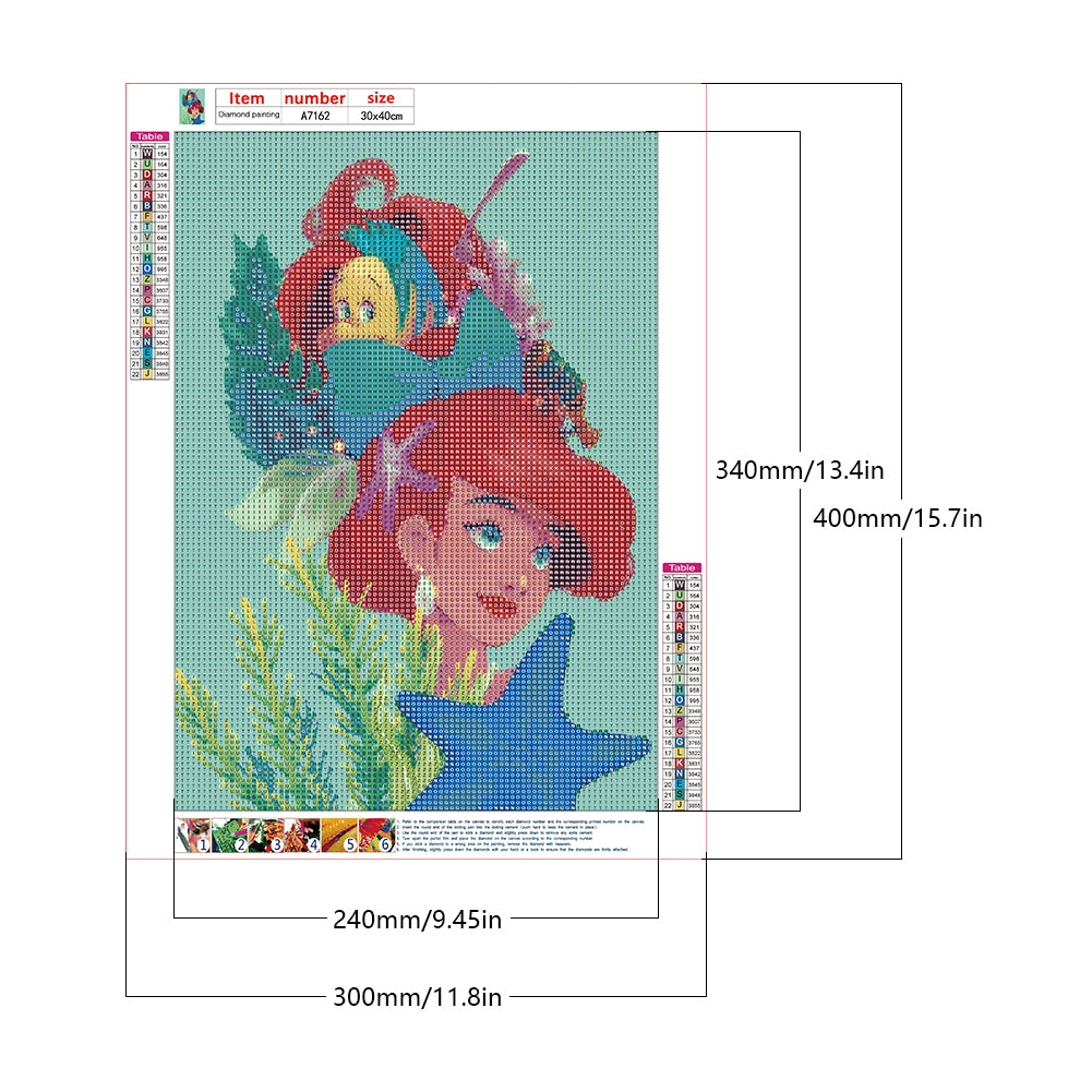Little Mermaid Ariel - Full Round Drill Diamond Painting 30*40CM
