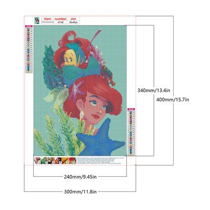 Little Mermaid Ariel - Full Round Drill Diamond Painting 30*40CM