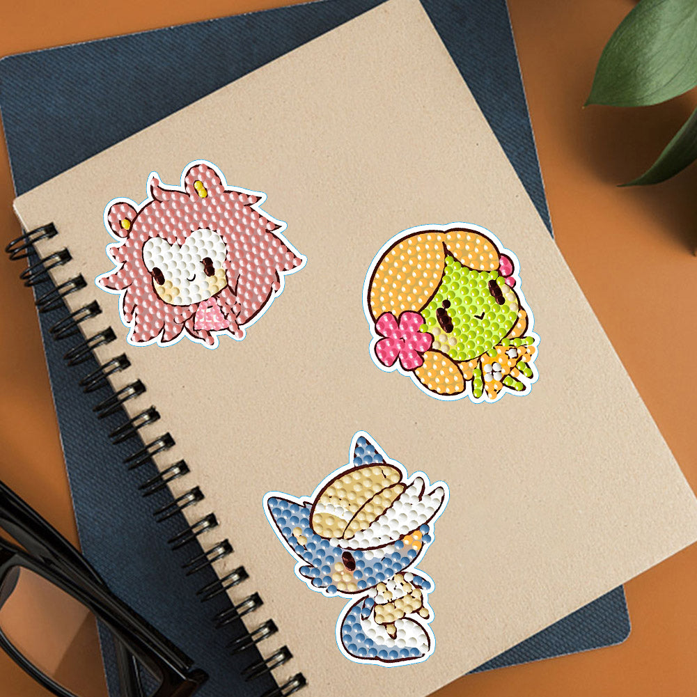 4pcs Diamond Mosaic Sticker Art Crafts Cartoon Gem Sticker DIY for Kids Beginner