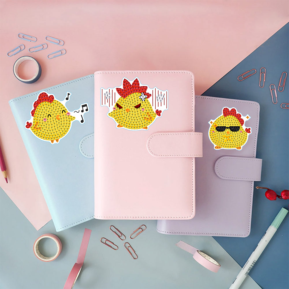 2pcs Diamond Mosaic Sticker Art Crafts Chicken Gem Sticker DIY for Kids Beginner
