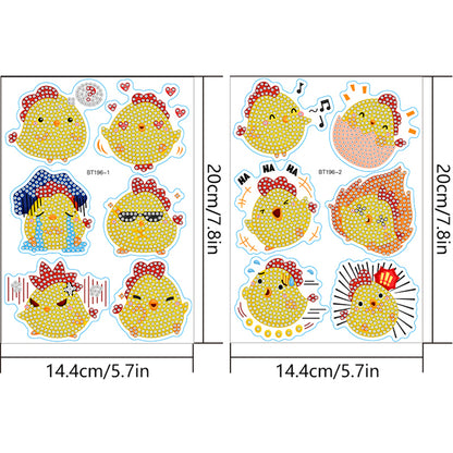 2pcs Diamond Mosaic Sticker Art Crafts Chicken Gem Sticker DIY for Kids Beginner