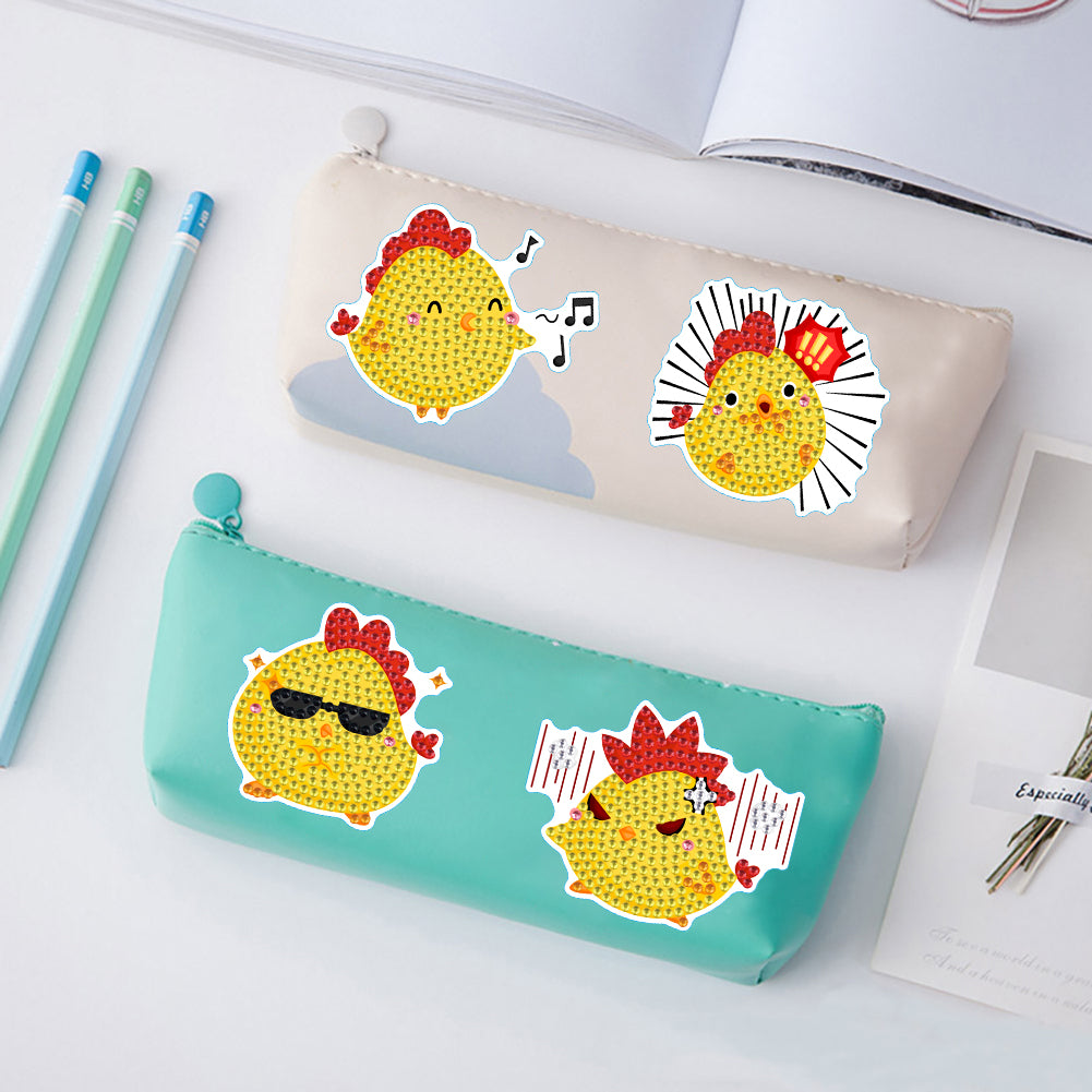 2pcs Diamond Mosaic Sticker Art Crafts Chicken Gem Sticker DIY for Kids Beginner