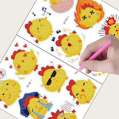 2pcs Diamond Mosaic Sticker Art Crafts Chicken Gem Sticker DIY for Kids Beginner