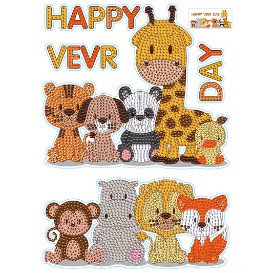 2pcs Diamond Mosaic Sticker Art Crafts Animal DIY Cartoon Stickers Children Gift