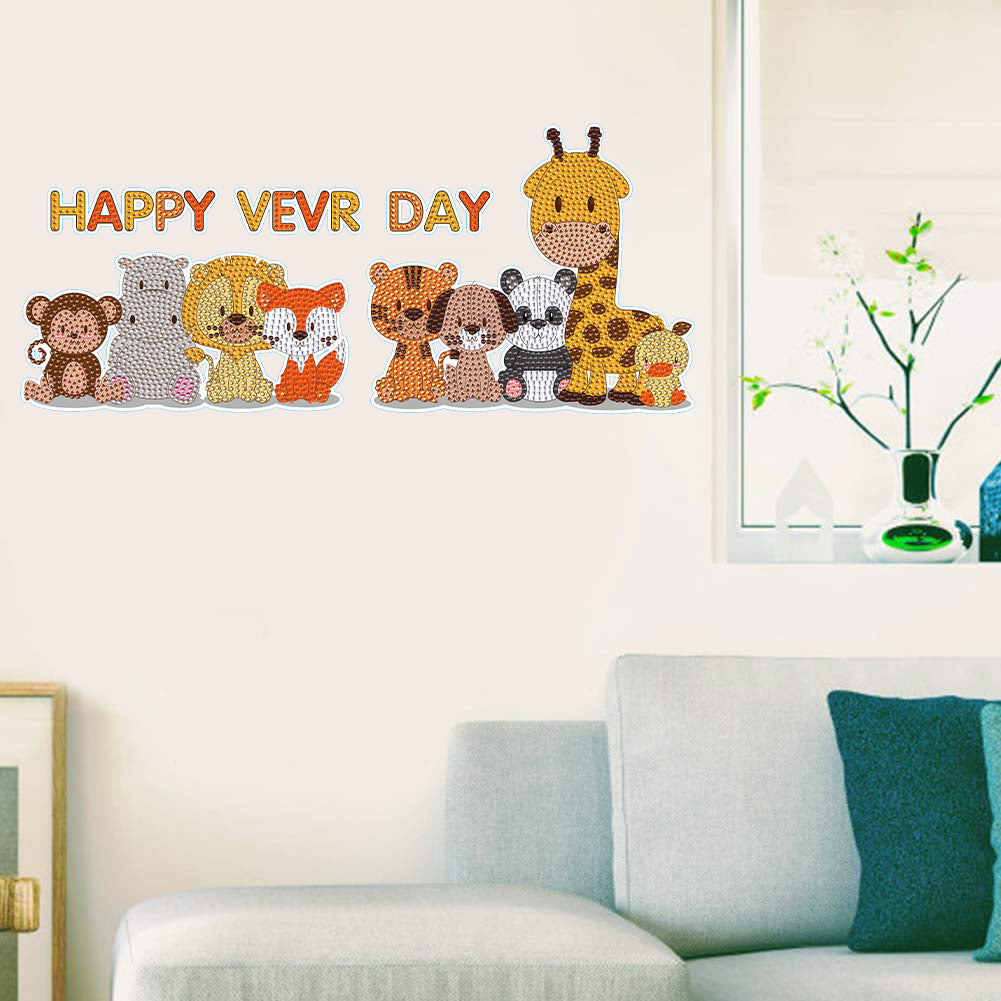 2pcs Diamond Mosaic Sticker Art Crafts Animal DIY Cartoon Stickers Children Gift