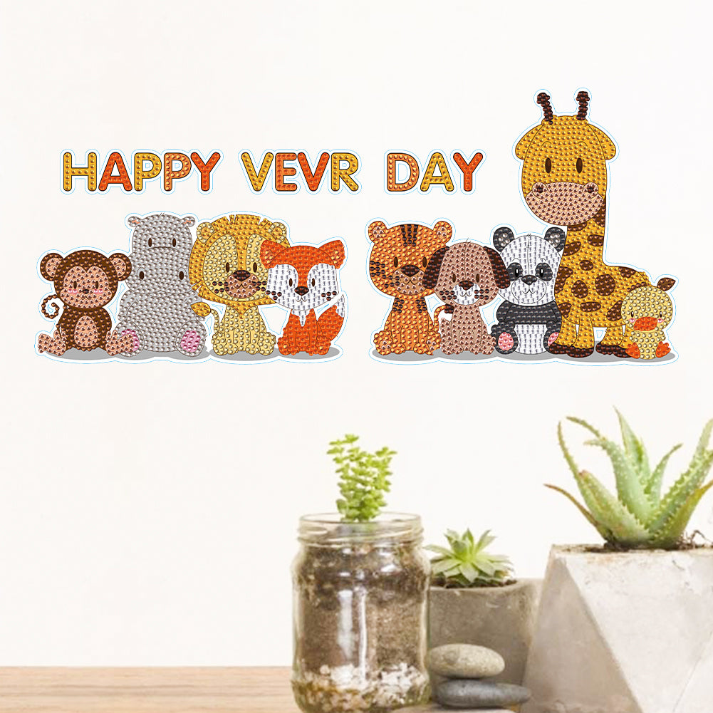 2pcs Diamond Mosaic Sticker Art Crafts Animal DIY Cartoon Stickers Children Gift